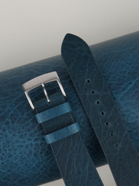 Vintage Dark Aqua Blue Waxed Leather Watch Strap