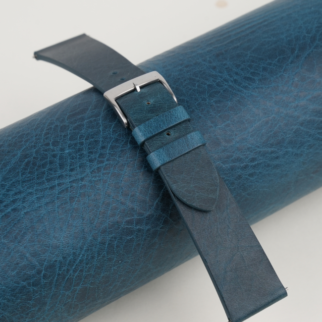 Vintage Dark Aqua Blue Waxed Leather Watch Strap