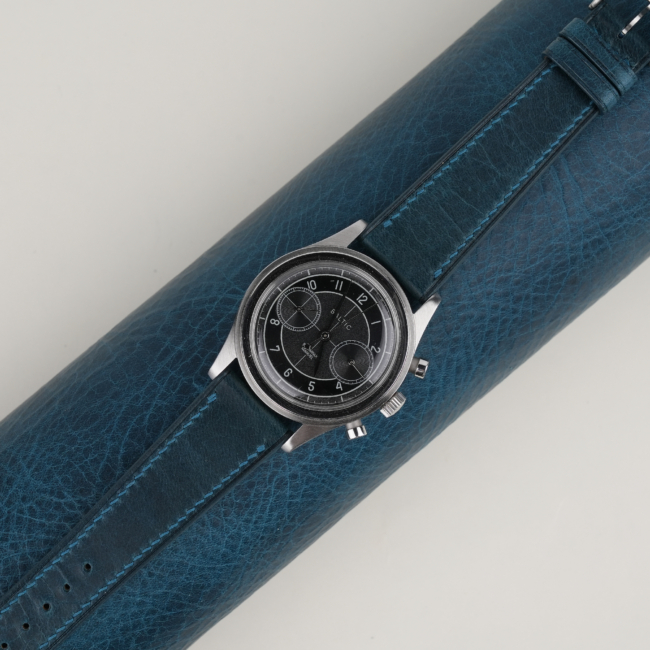 Dark Aqua Blue Waxed Leather Watch Strap