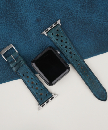 Rally Dark Aqua Blue Waxed Leather Apple Watch Band