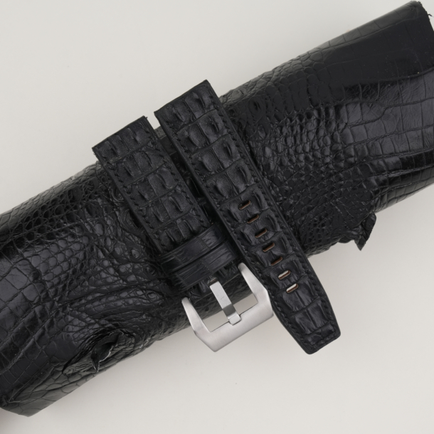 black double hornback alligator leather strap for pam watch