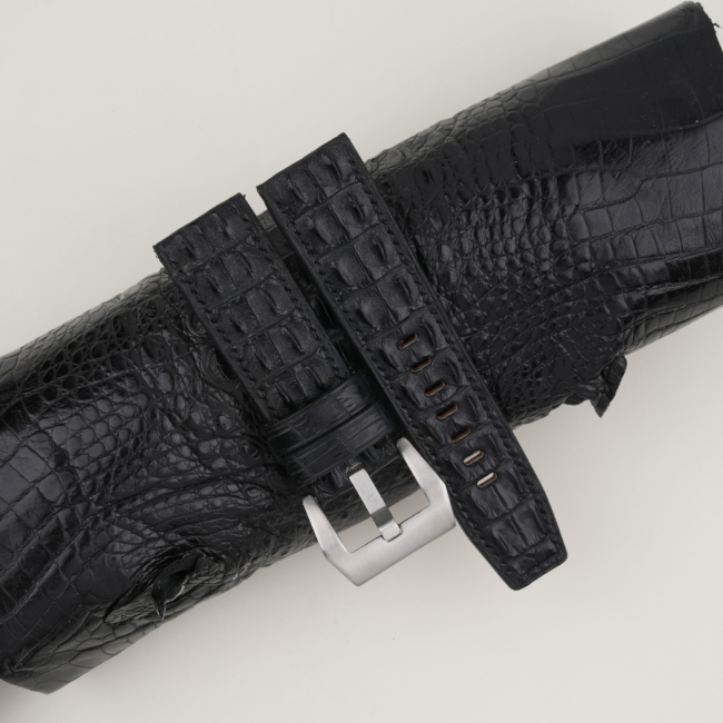 Black Double Hornback Alligator Leather Strap for PAM Watch