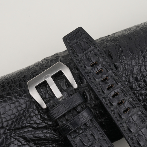 black double hornback alligator leather strap for pam watch