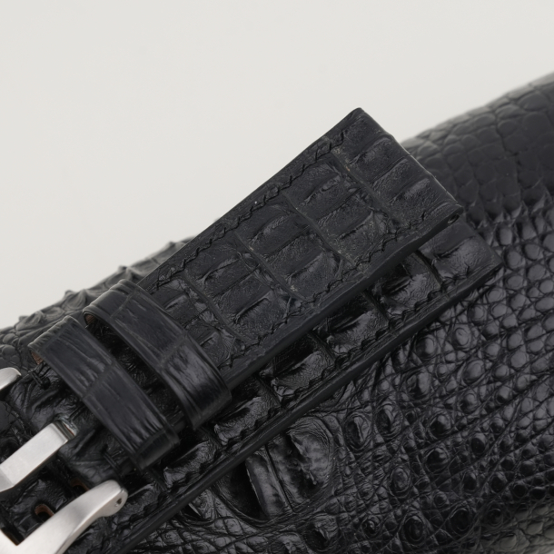 black double hornback alligator leather strap for pam watch