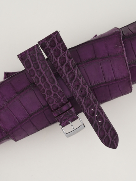 Vintage Purple Alligator Round Scales Leather Watch Strap