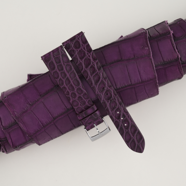 vintage purple alligator round scales leather watch strap