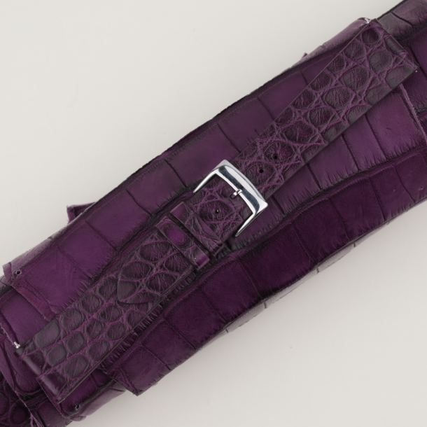 vintage purple alligator round scales leather watch strap