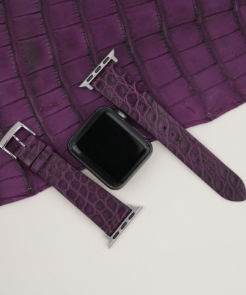 Vintage Purple Round Scales Alligator Leather Apple Watch Band