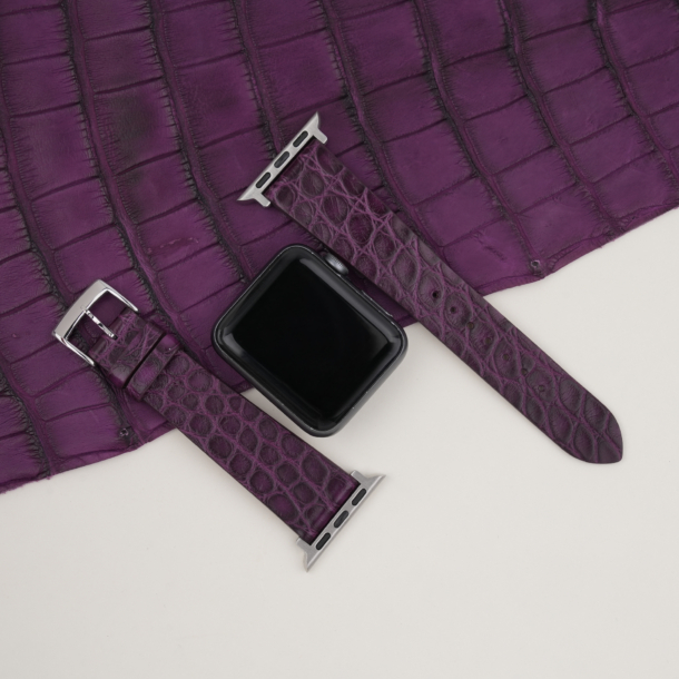 vintage purple round scales alligator leather apple watch band