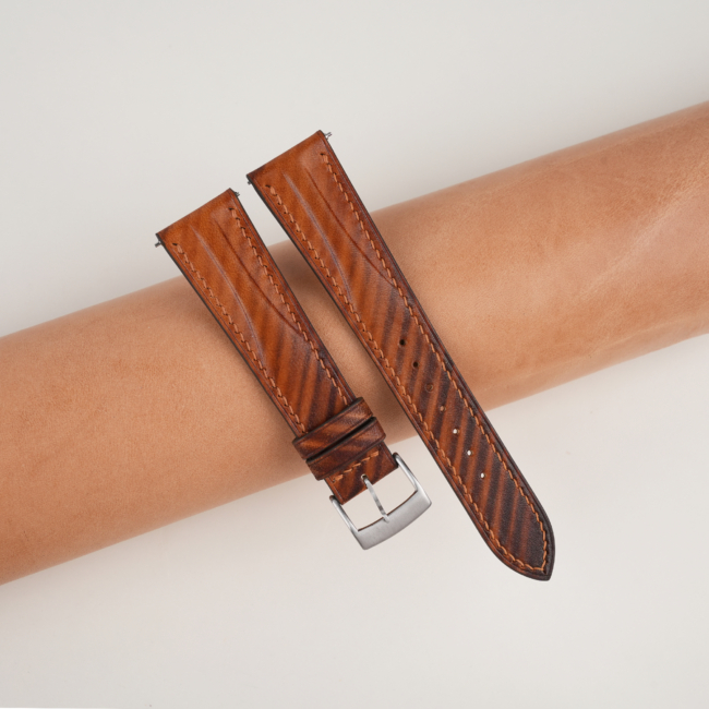 Patina Brown Slash Vachetta Leather Watch Strap