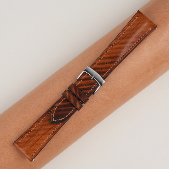 Patina Brown Slash Vachetta Leather Watch Strap