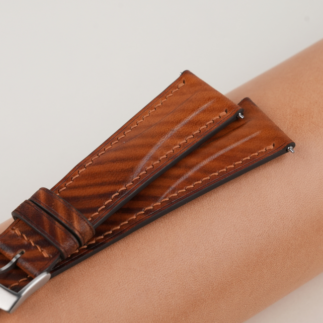 Patina Brown Slash Vachetta Leather Watch Strap