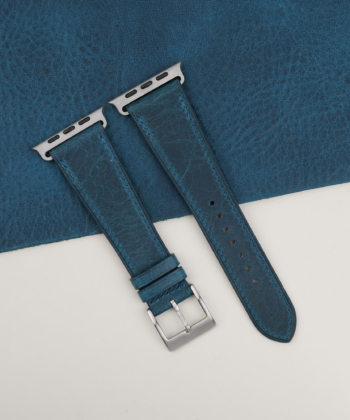 Dark Aqua Blue Waxed Badalassi Carlo Leather Apple Watch Ultra Band