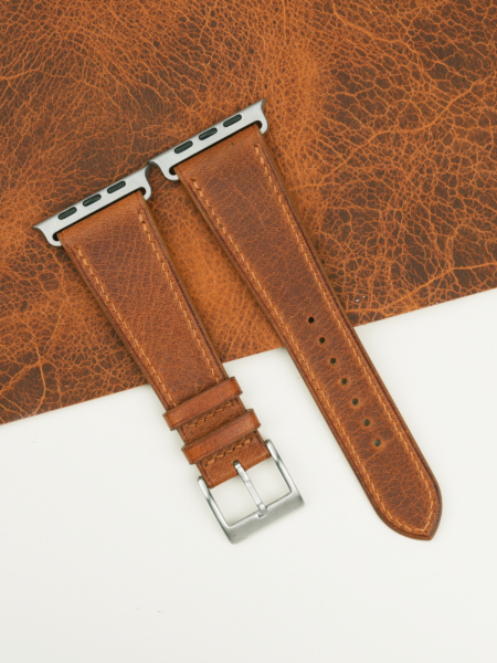 Golden Brown Waxed Badalassi Carlo Leather Apple Watch Ultra Band