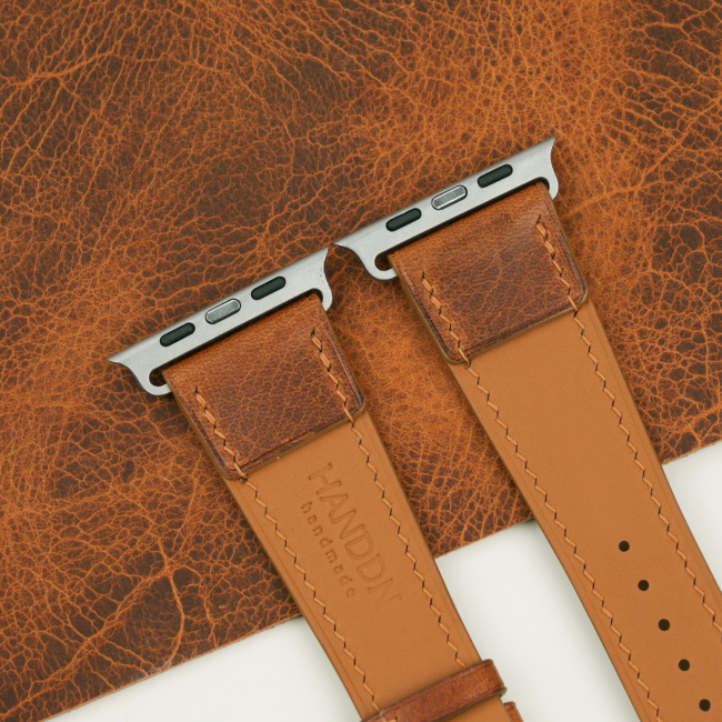 Golden Brown Waxed Badalassi Carlo Leather Apple Watch Ultra Band