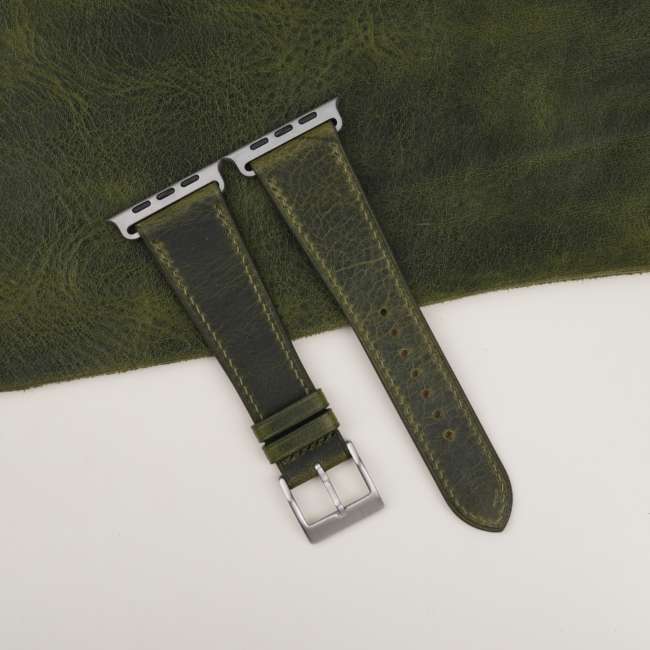 Olive Waxed Badalassi Carlo Leather Apple Watch Ultra Band