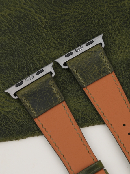 Olive Waxed Badalassi Carlo Leather Apple Watch Ultra Band