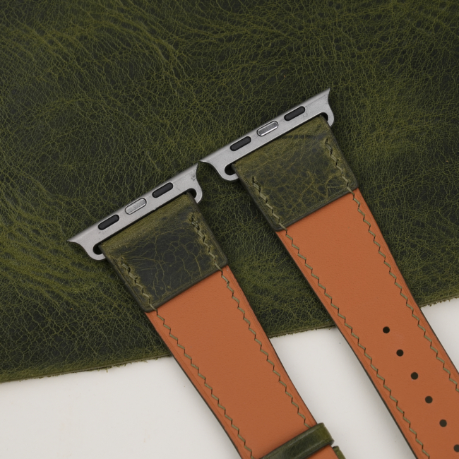 Olive Waxed Badalassi Carlo Leather Apple Watch Ultra Band