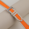 Orange Canvas Folded Edge Pearl White Epsom Watch Strap