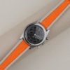 Orange Canvas Folded Edge Pearl White Epsom Watch Strap