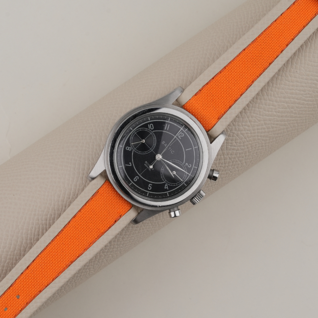 Orange Canvas Folded Edge Pearl White Epsom Watch Strap