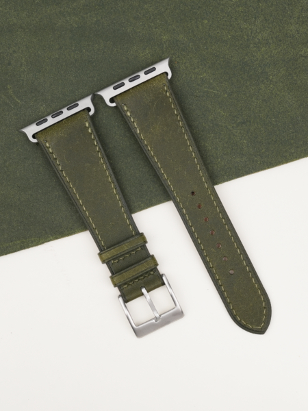 Dark Olive Badalassi Carlo Pueblo Leather Apple Watch Ultra Band