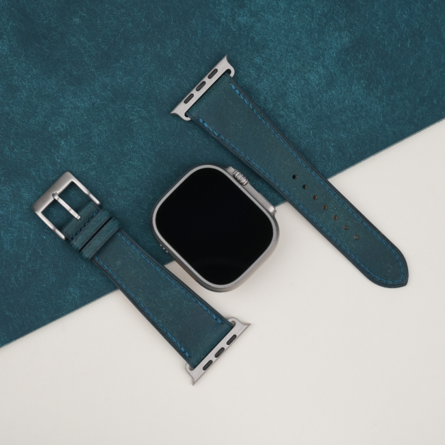 Navy Badalassi Carlo Pueblo Leather Apple Watch Ultra Band