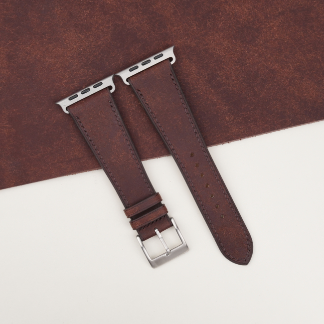 Dark Brown Badalassi Carlo Pueblo Leather Apple Watch Ultra Band