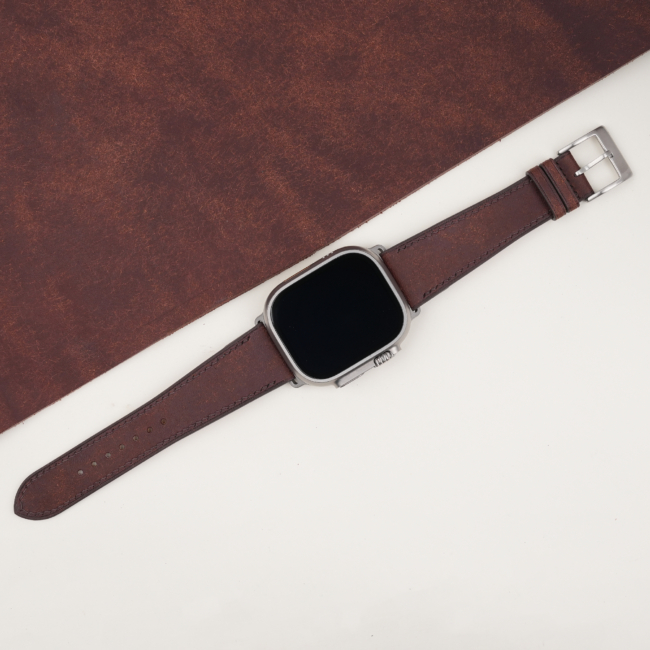 Dark Brown Badalassi Carlo Pueblo Leather Apple Watch Ultra Band