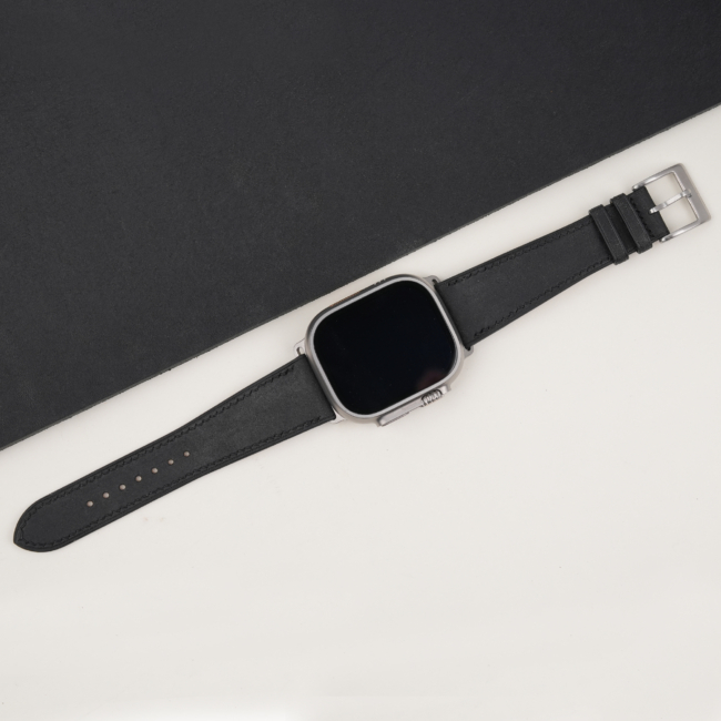 Black Badalassi Carlo Pueblo Leather Apple Watch Ultra Band