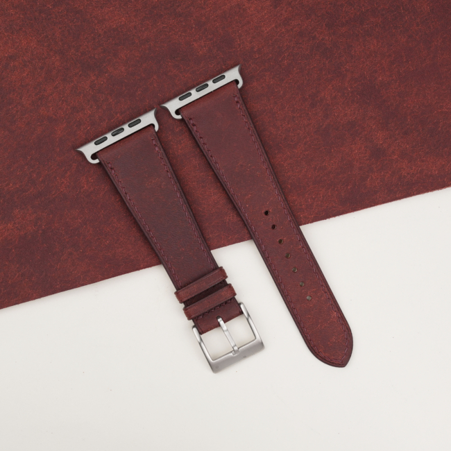 Burgundy Badalassi Carlo Pueblo Leather Apple Watch Ultra Band