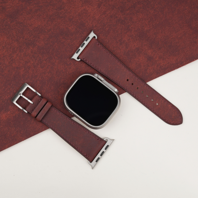 Burgundy Badalassi Carlo Pueblo Leather Apple Watch Ultra Band