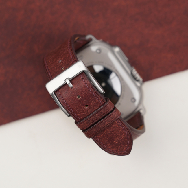 Burgundy Badalassi Carlo Pueblo Leather Apple Watch Ultra Band