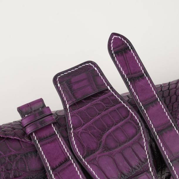 purple alligator leather bund strap