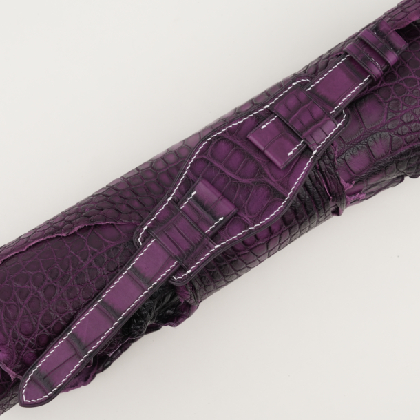 purple alligator leather bund strap