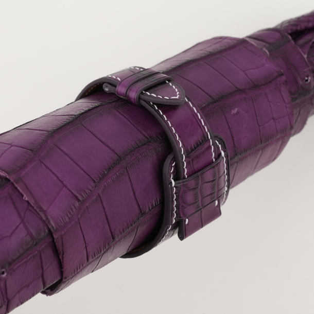 purple alligator leather bund strap