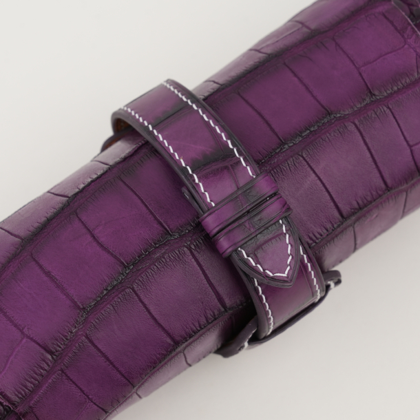 purple alligator leather bund strap