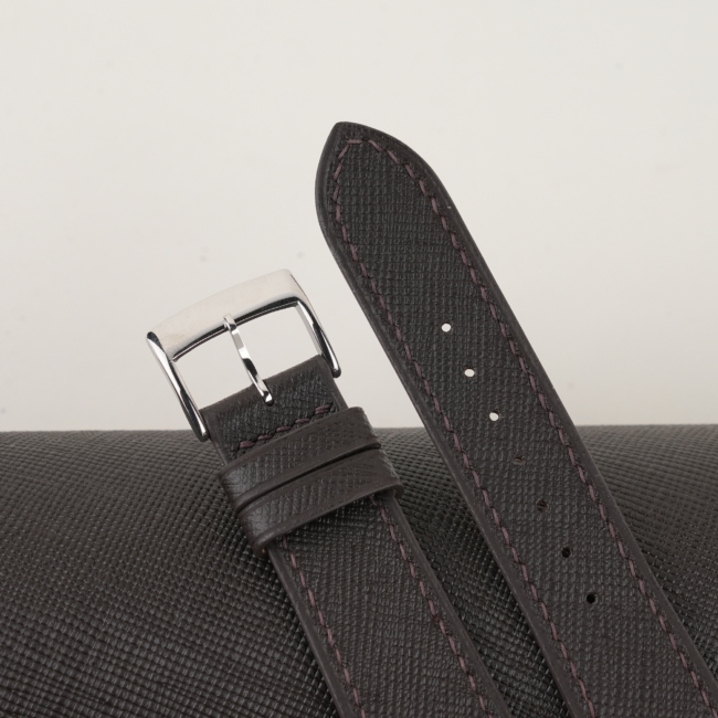 Dark Brown Saffiano Leather Watch Strap