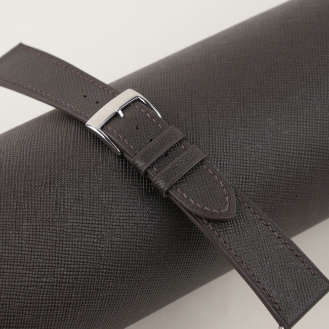 Dark Brown Saffiano Leather Watch Strap