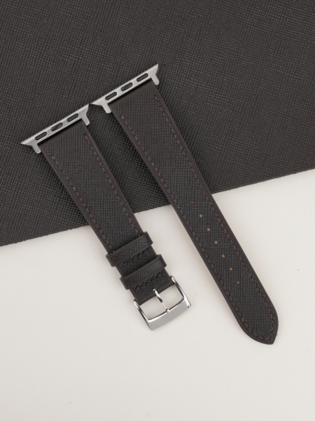 Dark Brown Saffiano Leather Apple Watch Band