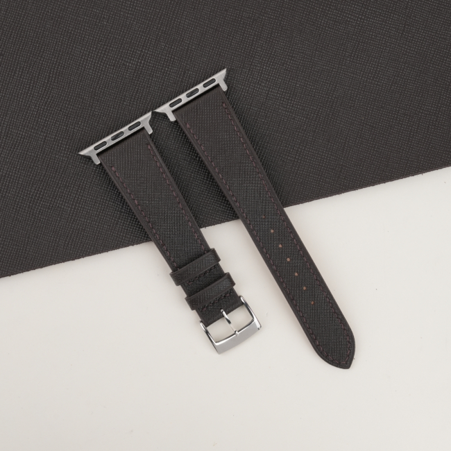 Dark Brown Saffiano Leather Apple Watch Band