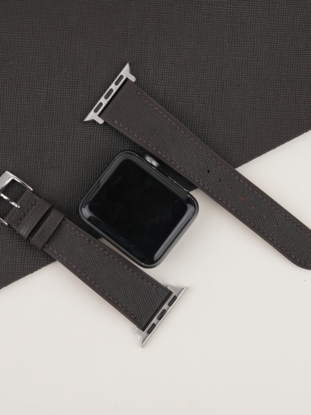 Dark Brown Saffiano Leather Apple Watch Band