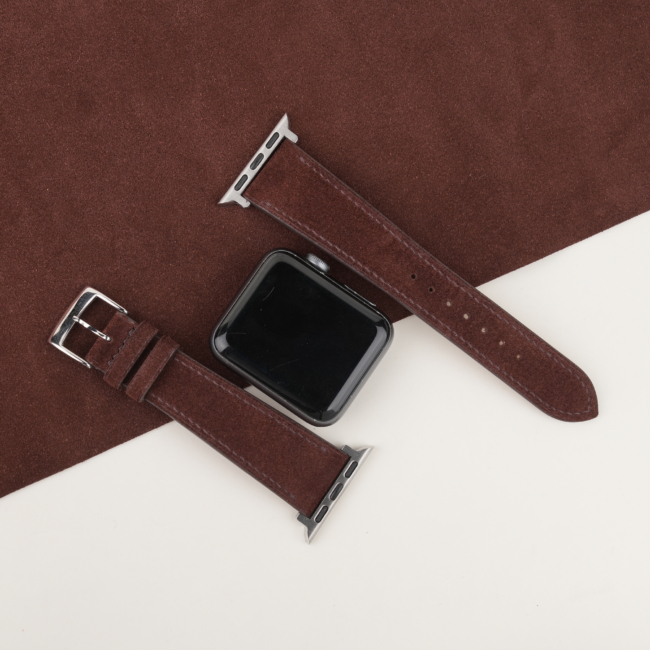 Dark Brown Suede Leather Apple Watch Band