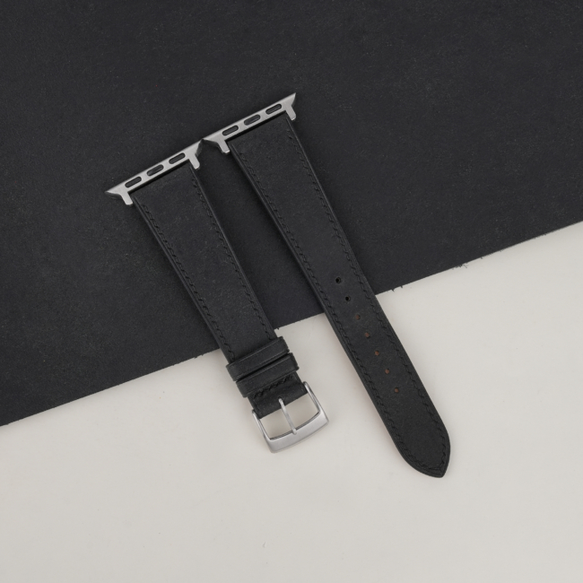 Black Badalassi Carlo Pueblo Leather Apple Watch Band