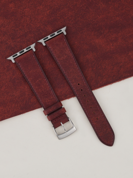 Burgundy Badalassi Carlo Pueblo Leather Apple Watch Band