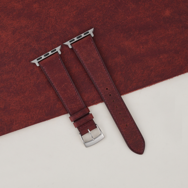 Burgundy Badalassi Carlo Pueblo Leather Apple Watch Band