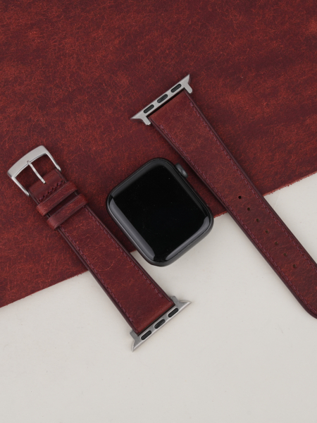 Burgundy Badalassi Carlo Pueblo Leather Apple Watch Band