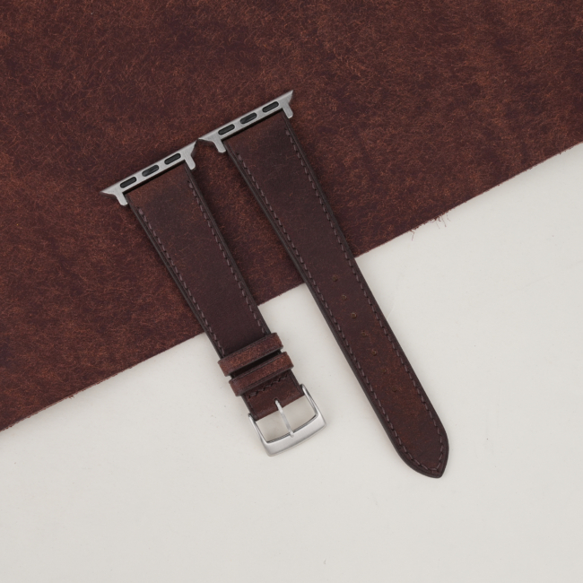 Dark Brown Badalassi Carlo Pueblo Leather Apple Watch Band