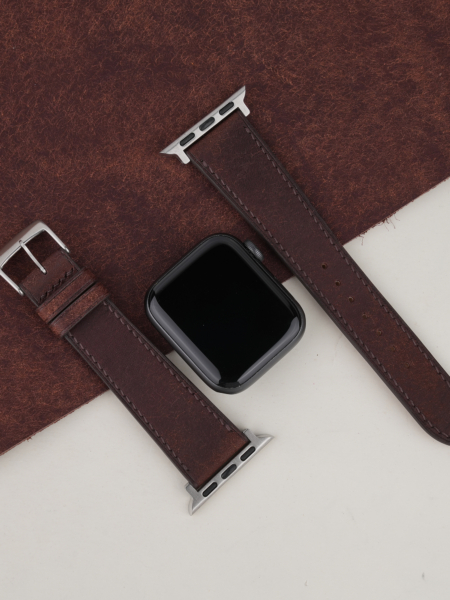 Dark Brown Badalassi Carlo Pueblo Leather Apple Watch Band