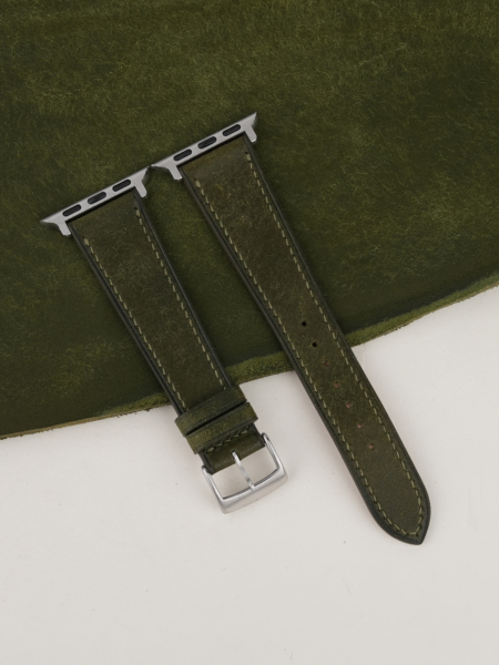 Dark Olive Badalassi Carlo Pueblo Leather Apple Watch Band